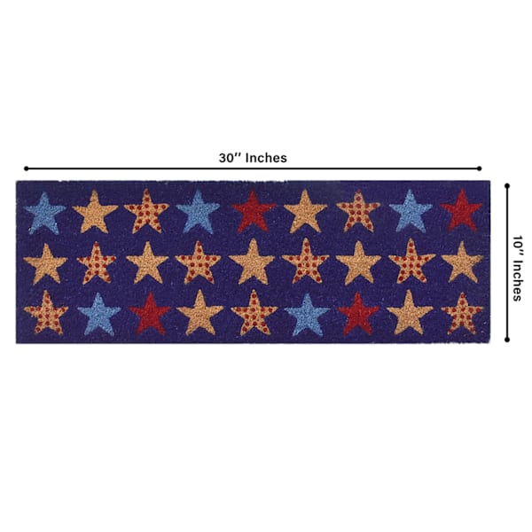Blue Americana Stars Coir Mat, 10x30