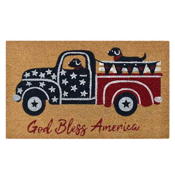 God Bless America Truck & Dogs Coir Mat, 18x30