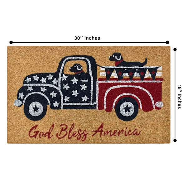 God Bless America Truck & Dogs Coir Mat, 18x30