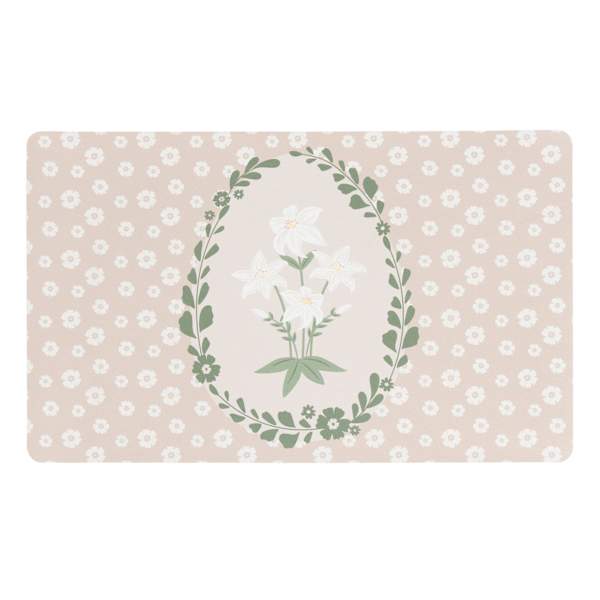 Honeybloom Neutral Floral Egg Easter Kitchen Mat, 18x30