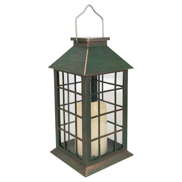Honeybloom Verdigris Outdoor Solar Lantern, 11"