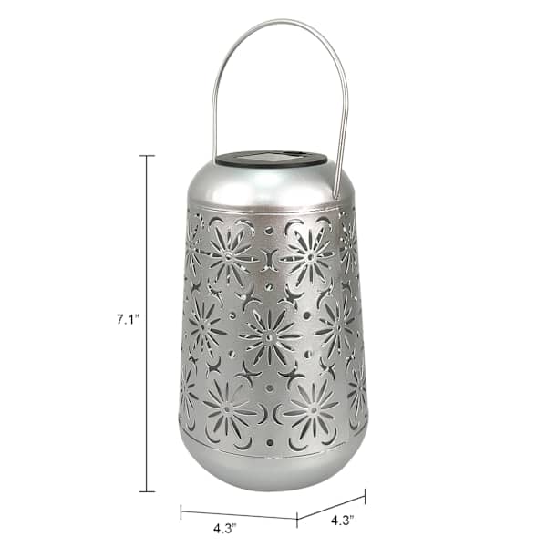 Silver Geometric Outdoor Lantern, 7"