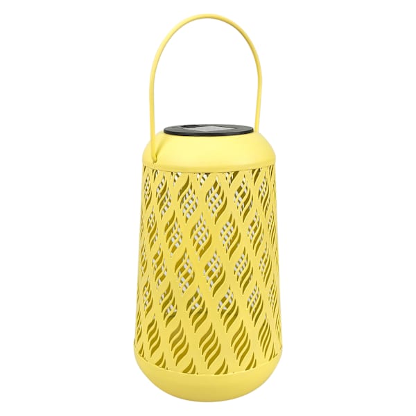 Yellow Geometric Cutout Outdoor Lantern, 7"