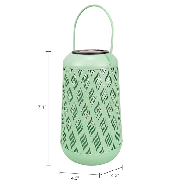 Green Geometric Cutout Outdoor Lantern, 7"