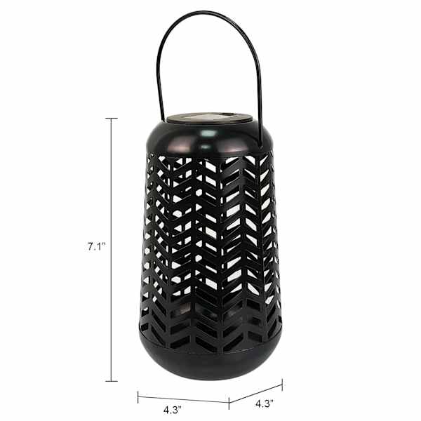 Black Geometric Cutout Outdoor Lantern, 7"