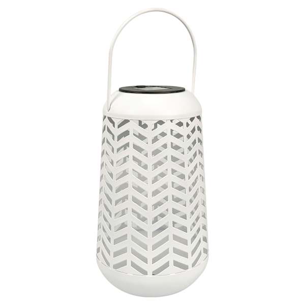 White Geometric Cutout Outdoor Lantern, 7"