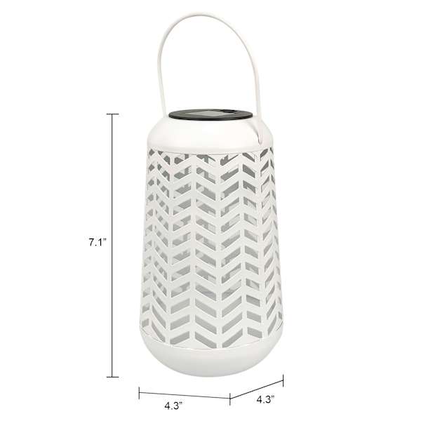 White Geometric Cutout Outdoor Lantern, 7"
