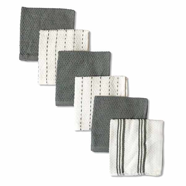 Set of 4 Gray Lakewood Reversible Terry Dish Cloths