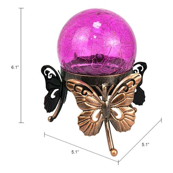 Light Purple Outdoor Solar Butterfly Figurine, 6"