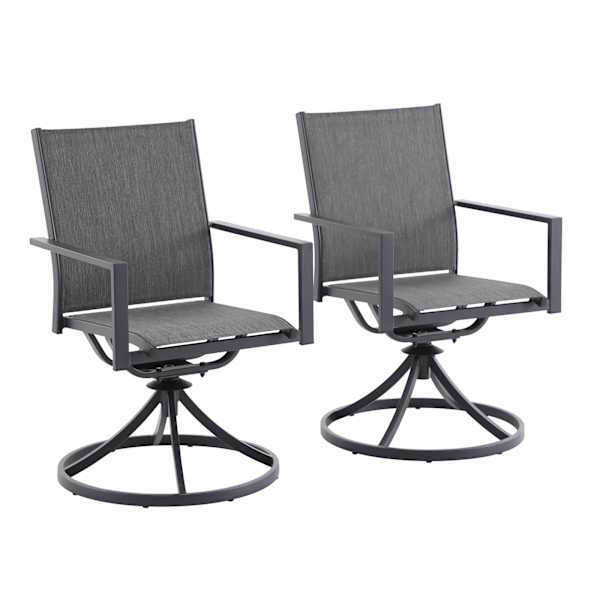 Set of 2 Sling Swivel Patio Dining Chairs, Graphite