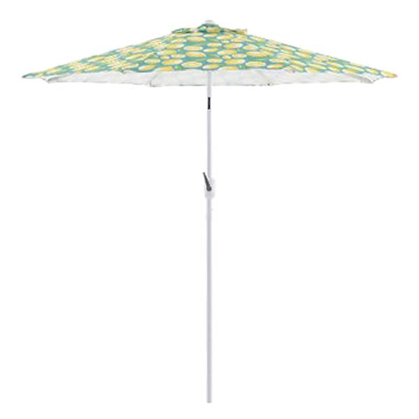 Teal & Lemon Crank & Tilt Round Patio Umbrella, 7.5'