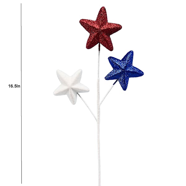 Patriotic Glitter Stars Stem Pick, 16.5"