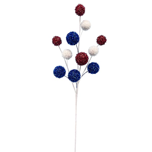 Patriotic Tinsel Balls Stem Pick, 22"
