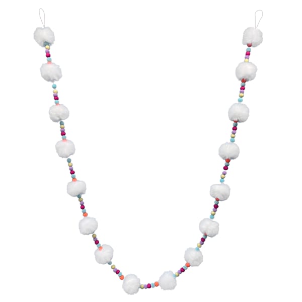 Bunny Brights White Pom-Pom Ball Garland, 72"