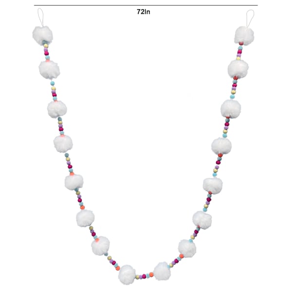 Bunny Brights White Pom-Pom Ball Garland, 72"