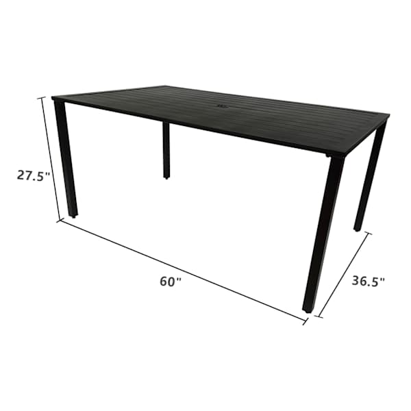 Grammercy Rectangle Patio Dining Table, Black