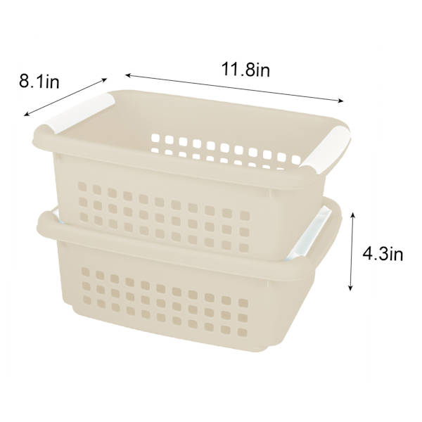 2-Pack White Swan Stackable Storage Basket, Medium