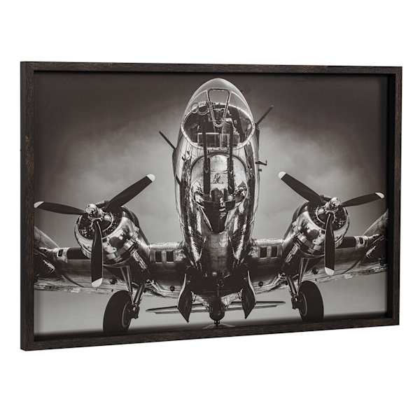 Framed Black Airplane Canvas Wall Art, 36x24