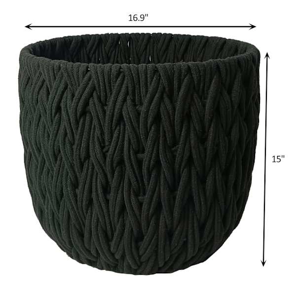Black Chunky Round Fabric Basket, Medium