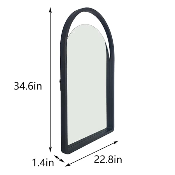 Crosby St. Black Wood Arch Wall Mirror, 22x34