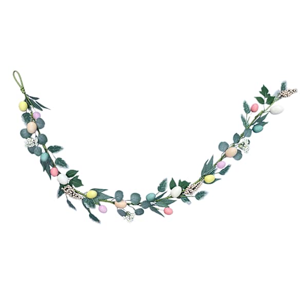 Honeybloom Cream, Purple & Green Floral Egg Garland, 72"