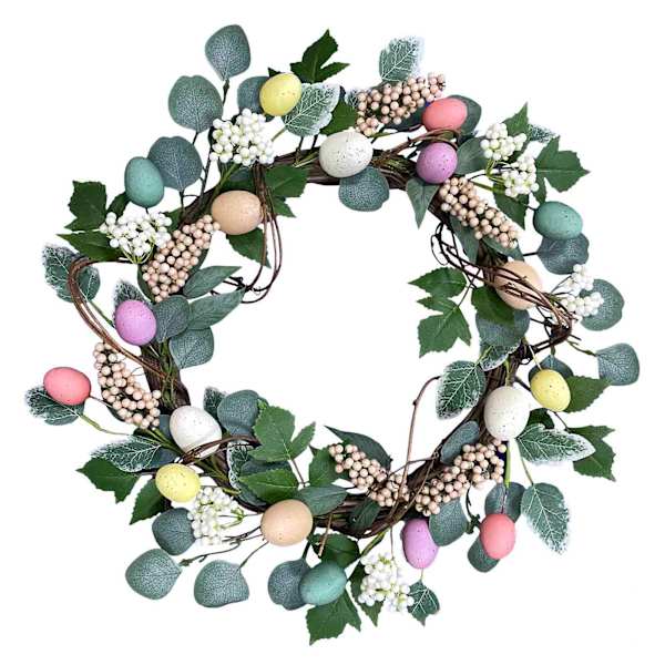 Honeybloom Cream, Purple & Green Floral Egg Wreath, 22"