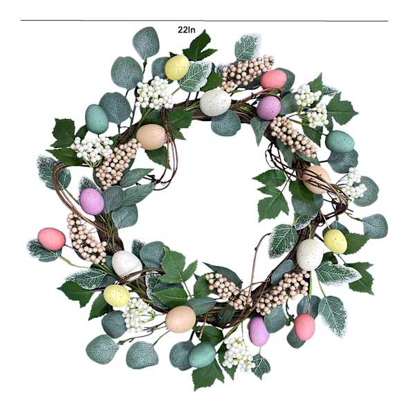 Honeybloom Cream, Purple & Green Floral Egg Wreath, 22"