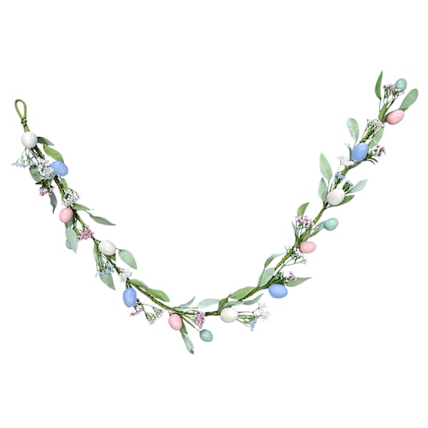 Providence Pink, Blue, White & Teal Floral Egg Garland, 72"