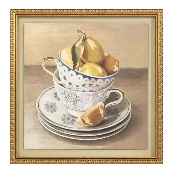 Providence Glass Framed Tea Cup Print Wall Art, 16"