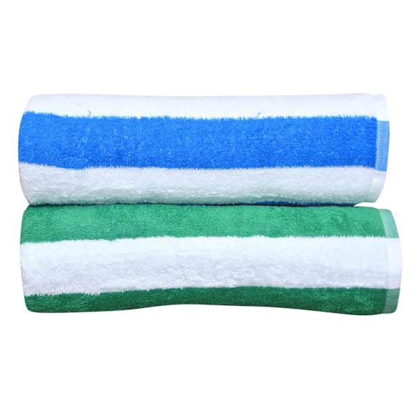 2-Pack Cabana Blue & Green Stripe Beach Towels, 28x58