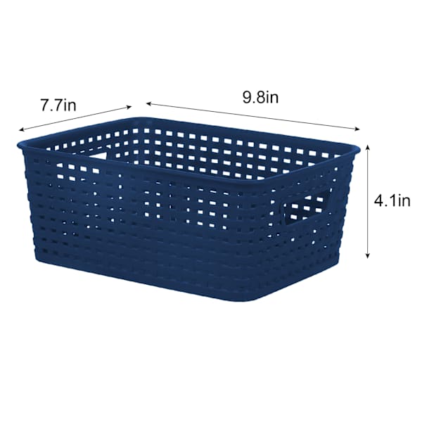 Navy Blue Crossover Weave Storage Basket, Small
