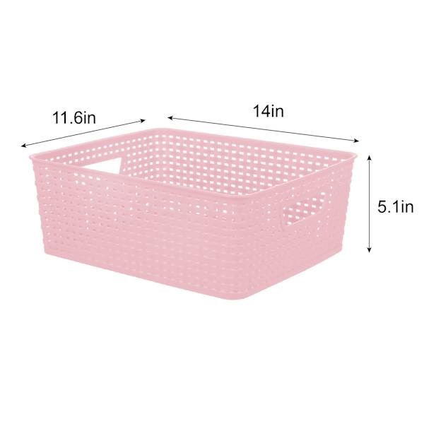 Light Pink Crossover Weave Storage Basket, Medium