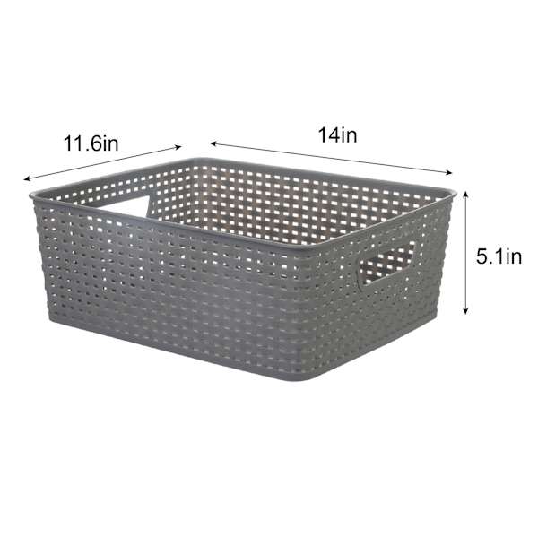 Dark Grey Crossover Weave Storage Basket, Medium