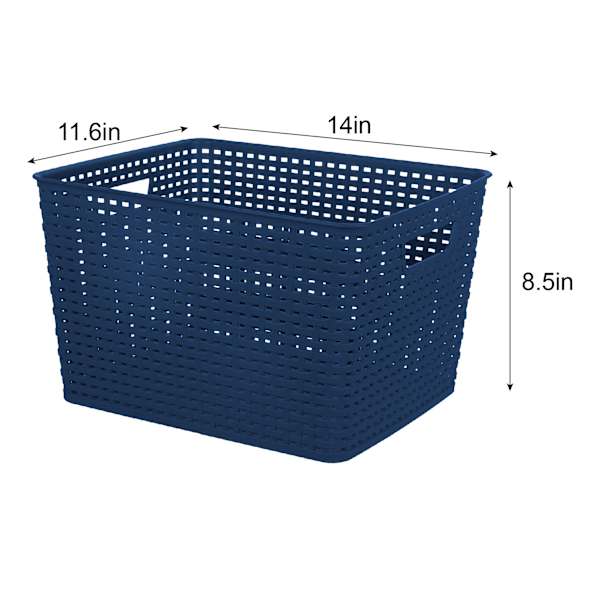 Navy Blue Crossover Weave Storage Basket, Large