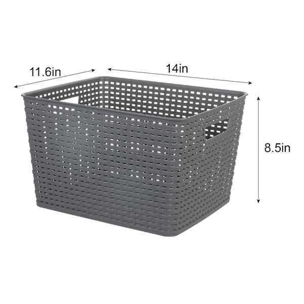 Dark Grey Crossover Weave Storage Basket, Large