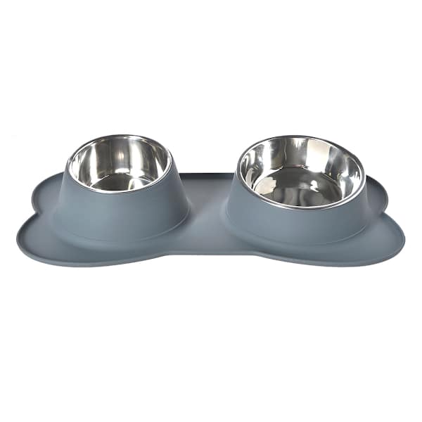 Silocone and Metal Double Pet Feeder