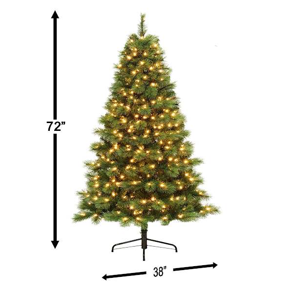 (A48) Pre-Lit Carolina Pine Christmas Tree, 6'