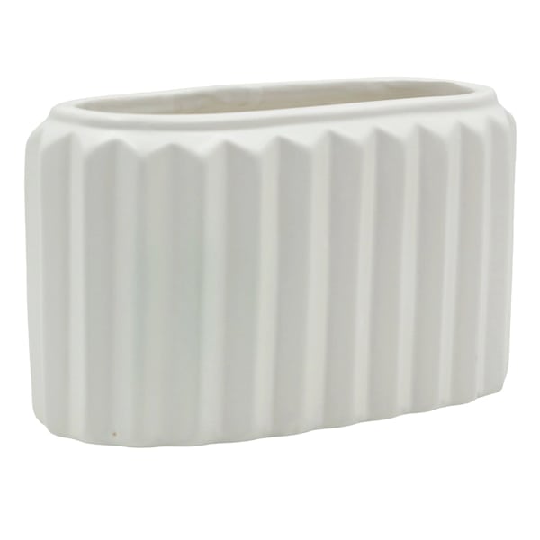 Crosby St. Indoor Harlow Pleat White Planter, Small