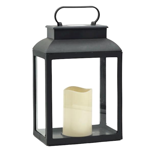 Black Square Outdoor Solar Lantern, 12"