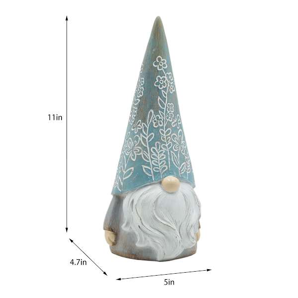 Honeybloom Blue Gnome, Outdoor Garden Statue,12"