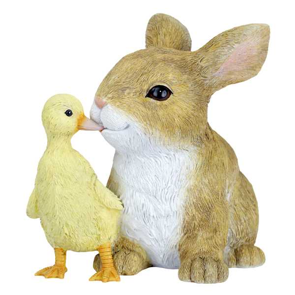 Bunny & Duck Outdoor Garden Statue, 7"