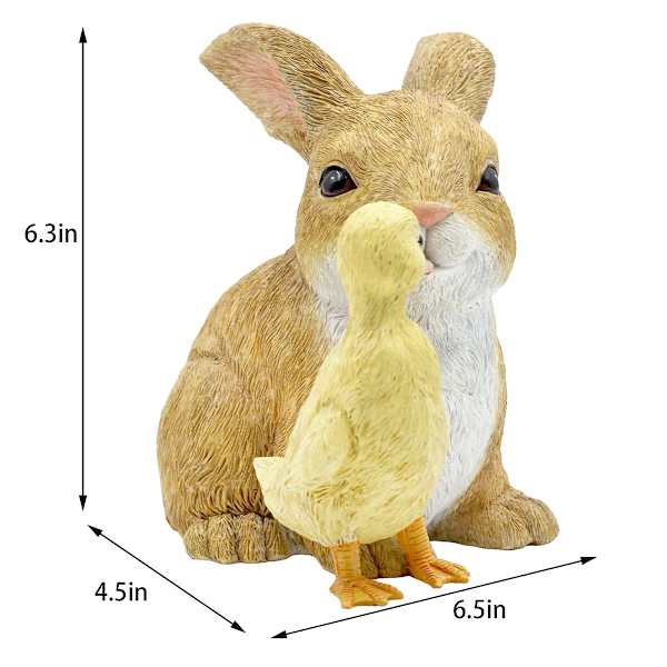 Bunny & Duck Outdoor Garden Statue, 7"