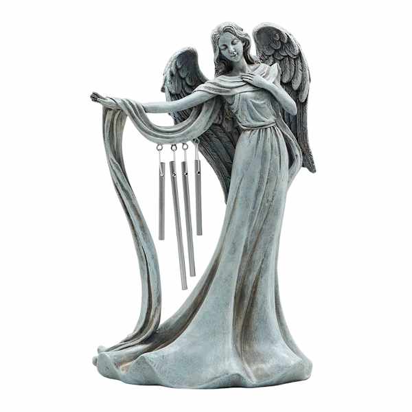 Angel Outdoor Garden Statue With Chimes, 14"