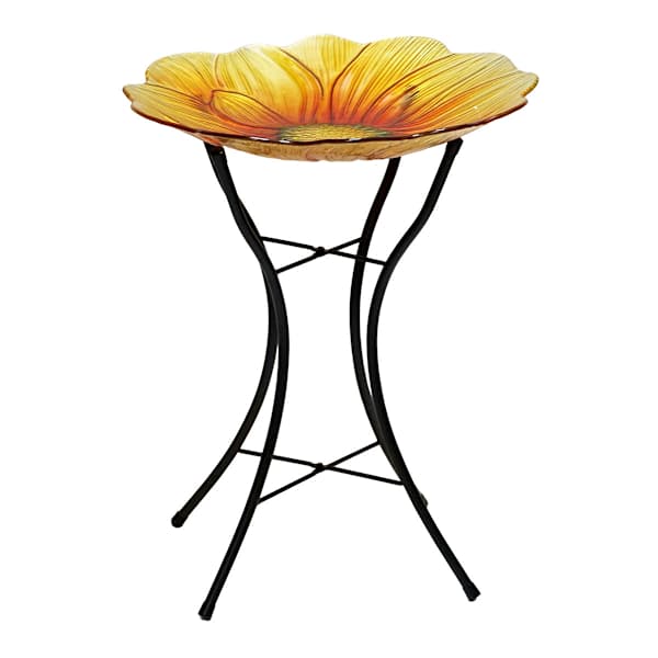 Sunflower Glass Birdbath, 18x23