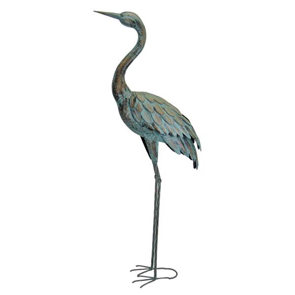 Metal Crane Outdoor Garden Statue, 43"