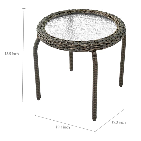 Providence Fairview Wicker Patio Side Table, Brown