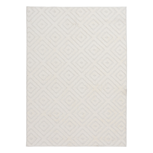 (D456) Ronin Ivory Tufted Non-Slip Area Rug, 5x7