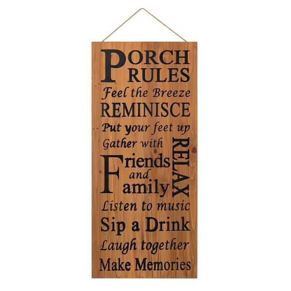 Wooden Porch Rules Outdoor Wall Decor, 48"