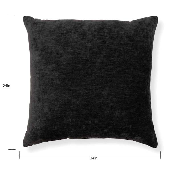 Reese Black Chenille Throw Pillow, 24"