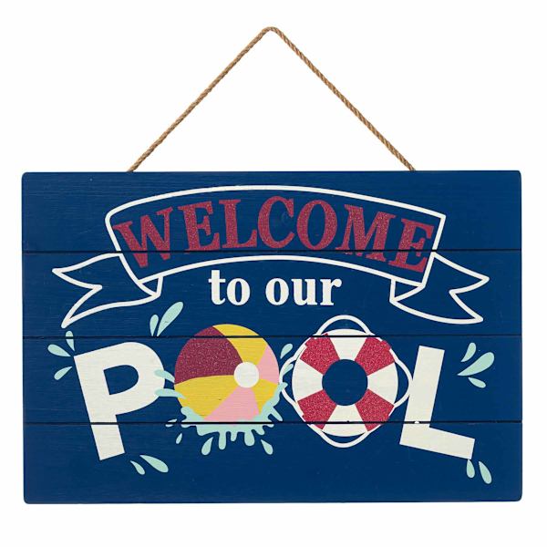 Welcome to Our Pool Slotted Outdoor Wall Decor, 20"